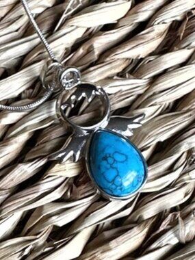 Turquoise and silver ANGEL PENDANT necklace